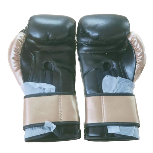 14oz Premium Leather Boxing Gloves - Black+Gold